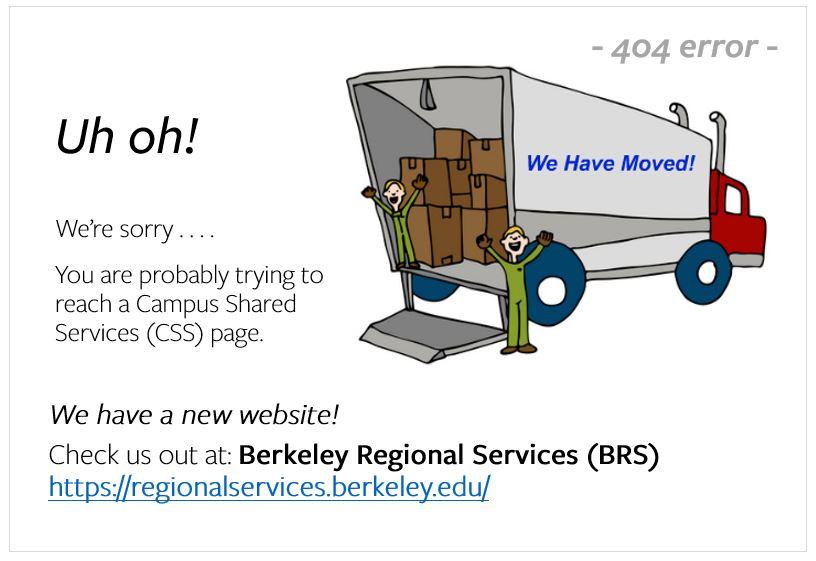 Page not found error message redirect to regionalservices.berkeley.edu